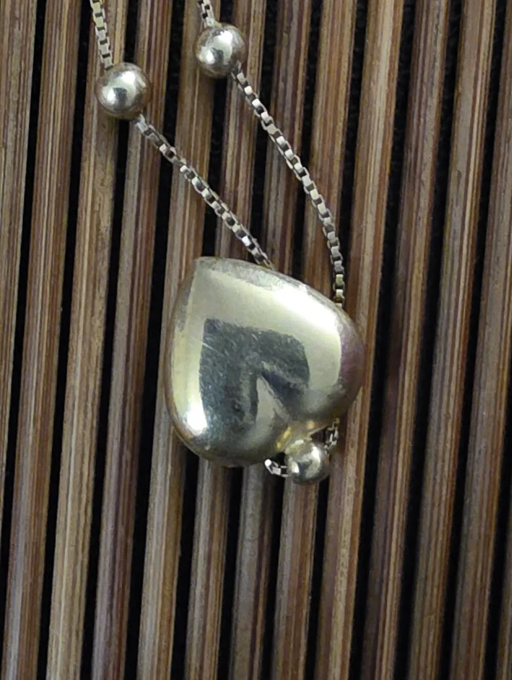 14k Puff Heart Yellow Gold Necklace (Vintage)